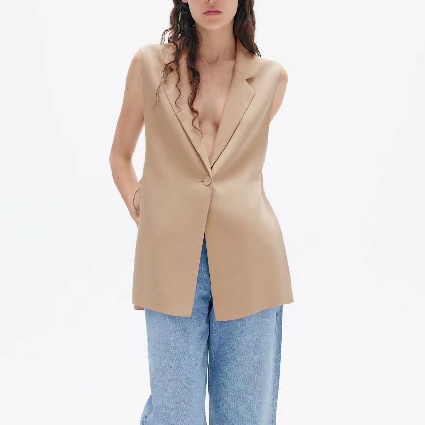 Maryangel Rebel women's collar woven vest in a stylish spring street design, featuring a casual fit and textured fabric.