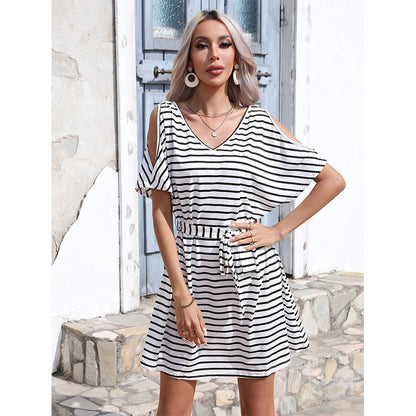 Maryangel Rebel slim striped dress for women, featuring a spring summer design with vibrant color explosions.