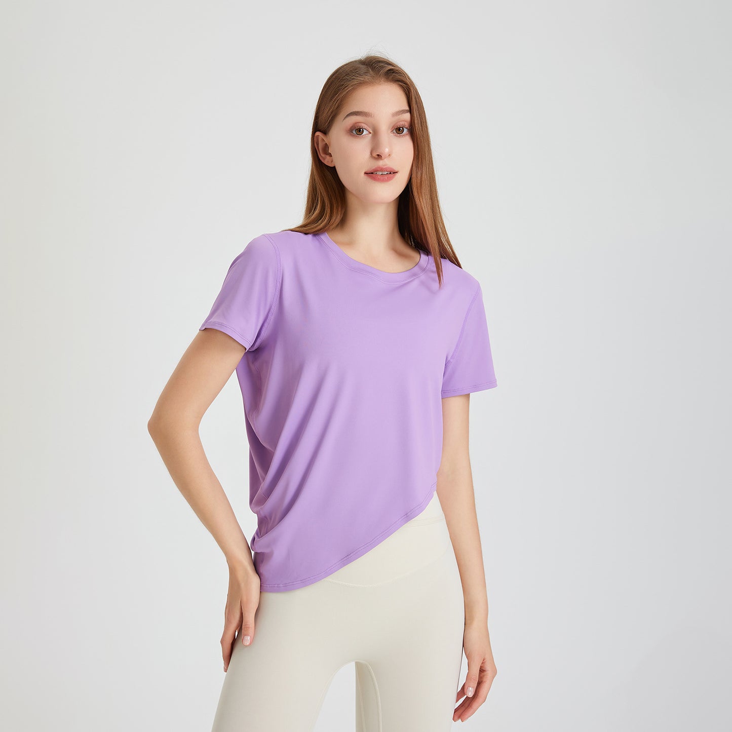 Yoga Vêtements Top Femmes Été Mince Col Rond Peau Respectueux De La Peau Respirant Vêtements D'entraînement À Manches Courtes Course À Séchage Rapide Exercice T-shirt
