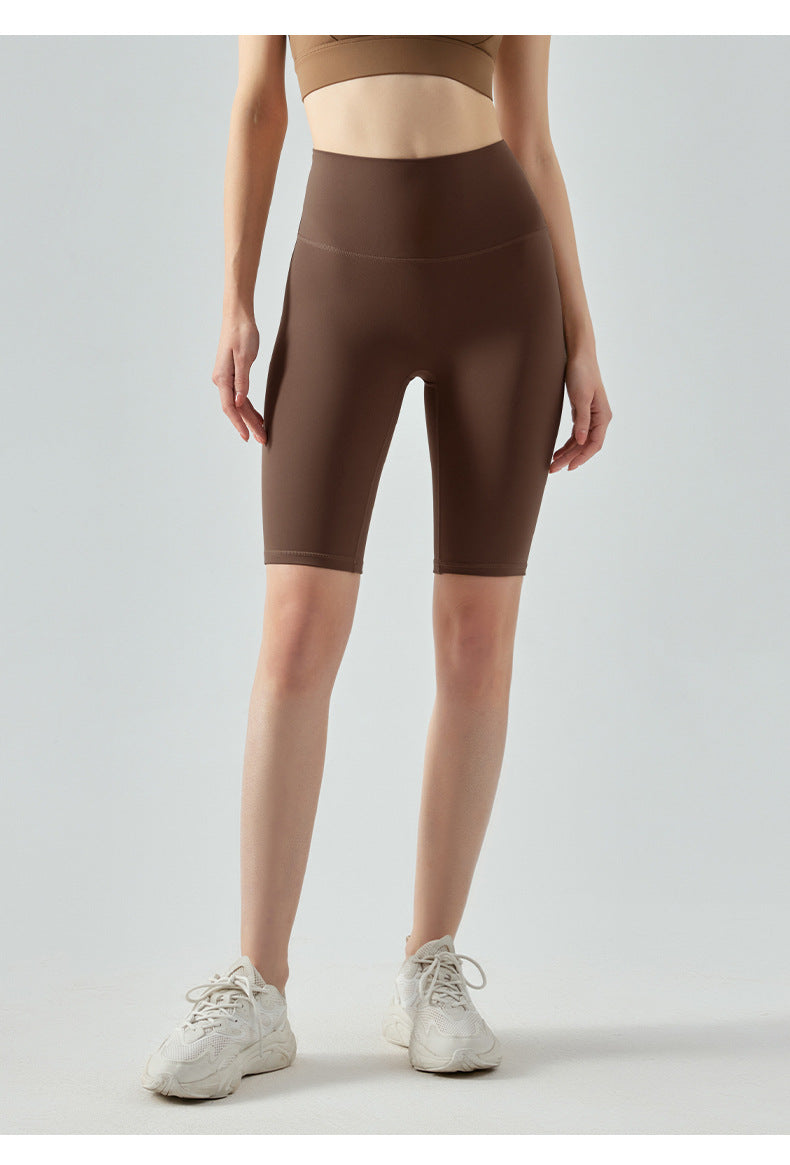 Shorts de yoga Poche haute résistance Anti Curling Respectueux de la peau Sports de plein air Fitness Pantalons de cyclisme Sensation nue Shorts de fitness