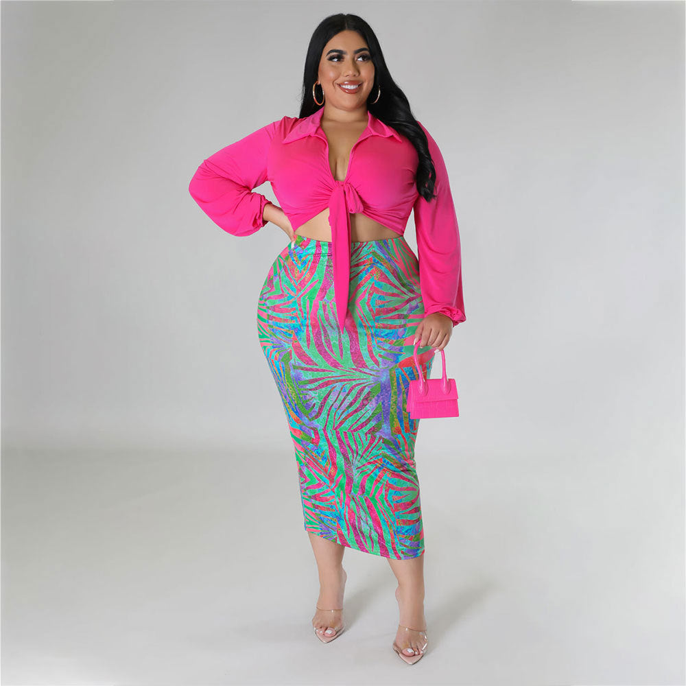 Plus size spring strap two-piece dress in vibrant colors, styled with a young hip bag, by Maryangel Rebel.