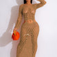 Vêtements pour femmes Robe de plage décontractée à sequins en tricot fait à la main