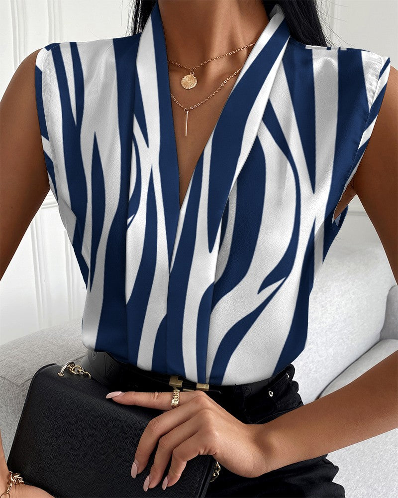 Chemise d'été décontractée sans manches à col en V pour femmes
