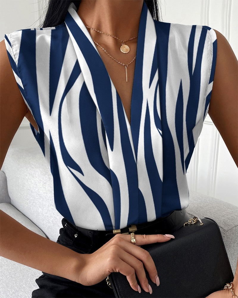 Chemise d'été décontractée sans manches à col en V pour femmes