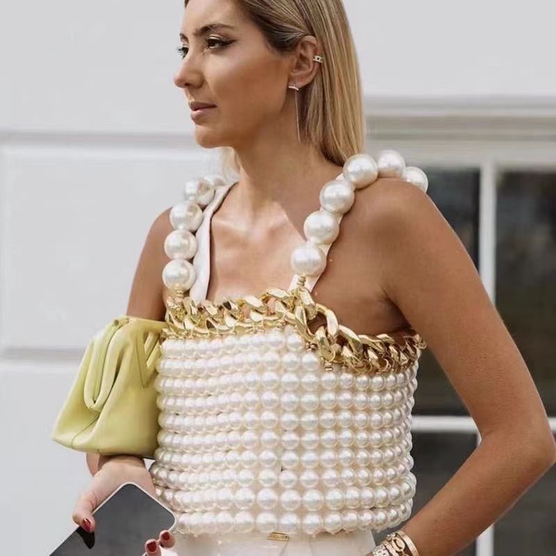 Pearl Chain Statement Vest Top