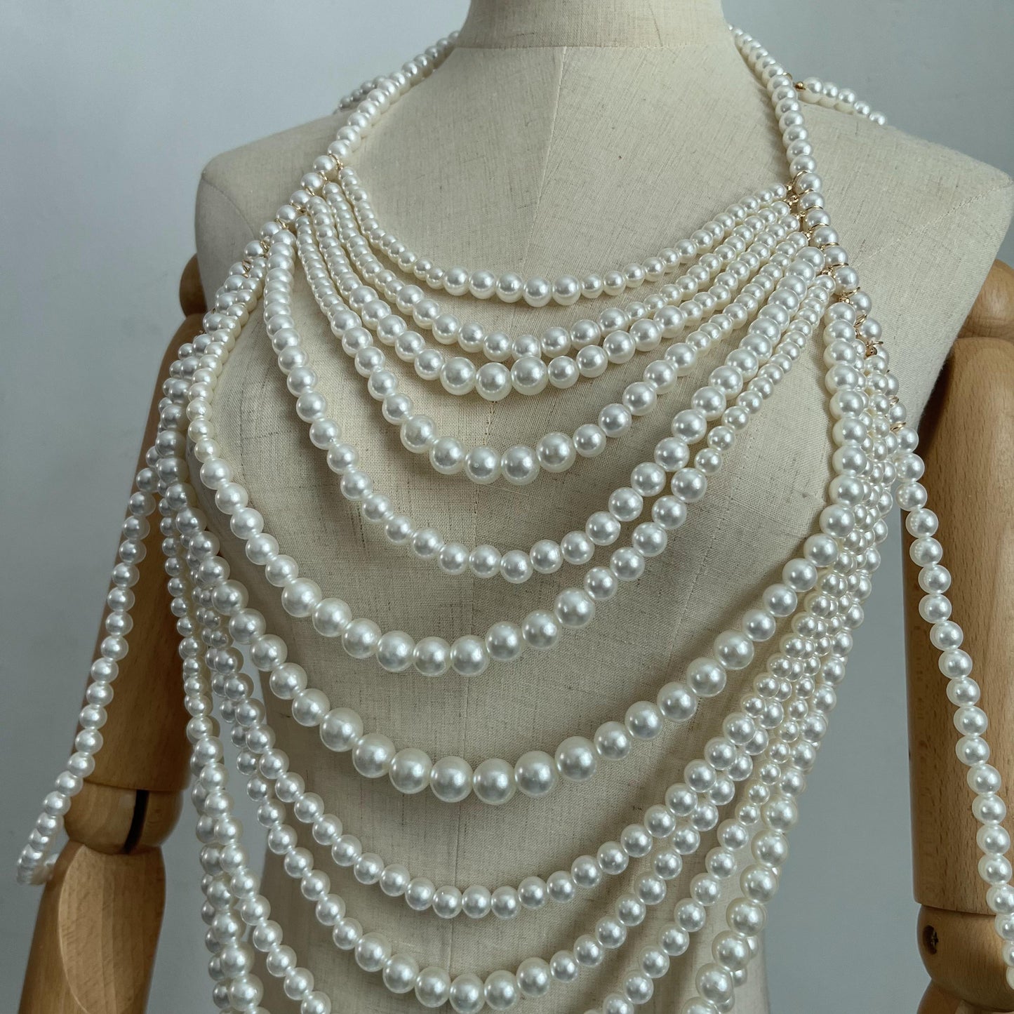 Multi Layer Pearl Suspender Vest Halter Handmade Dress Small Top Elegant Chanel Tube Top