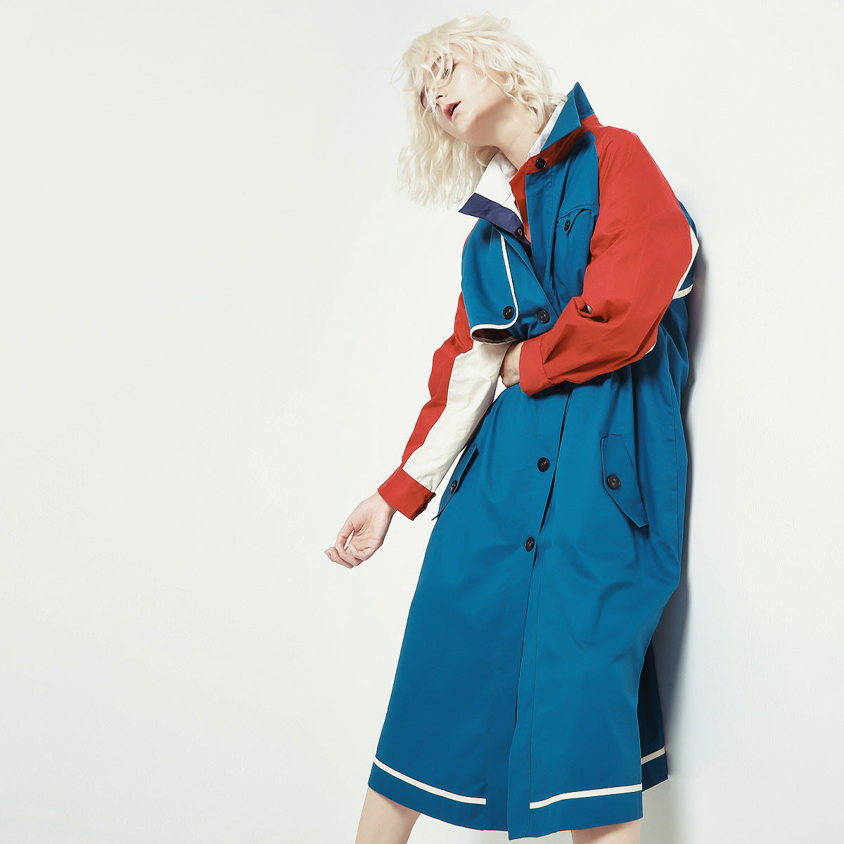 Pardessus décontracté de couleur assortie Trench ample sport mi-longueur