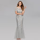 Plus size Maryangel Rebel evening dress with sequin mesh, fishtail design, showcasing a slim fit and sexy style.