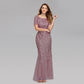 Plus size Maryangel Rebel evening dress with sequin mesh, fishtail design, and slim fit for a sexy look.