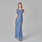 Plus size Maryangel Rebel evening dress featuring sequin mesh and a fishtail design, perfect for a sexy, slim fit look.