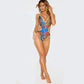 Plus Size Printed One-Piece Swimsuit Female Sexy Retro Pattern Swimsuit