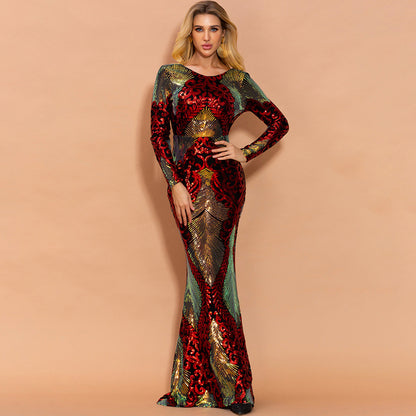Elegant Maryangel Rebel evening dress with spring summer stitching and long sequins, perfect for formal occasions.