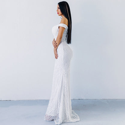 Maryangel Rebel women's sexy sequined tube top fishtail dress, perfect for banquets and formal events.