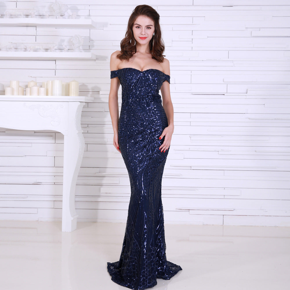 Maryangel Rebel women's sequined tube top fishtail dress, perfect for formal banquets and prom events.