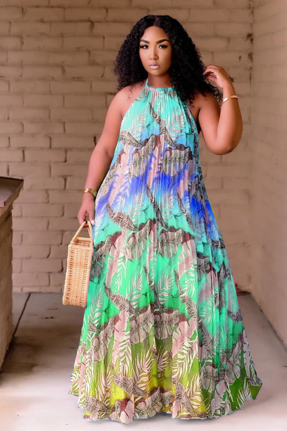 Plus size Maryangel Rebel digital print swing dress for women, featuring a flowing design and vibrant colors.