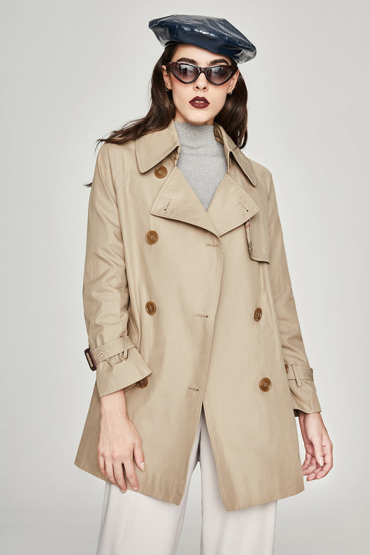 Trench Coat Women Mid-Length Chic Loose Little Trench Coat Women Chameleon