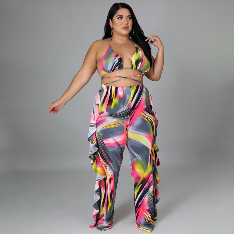 Taglie forti Abbigliamento donna Primavera Costume da bagno sexy Pantaloni Abito a tre pezzi