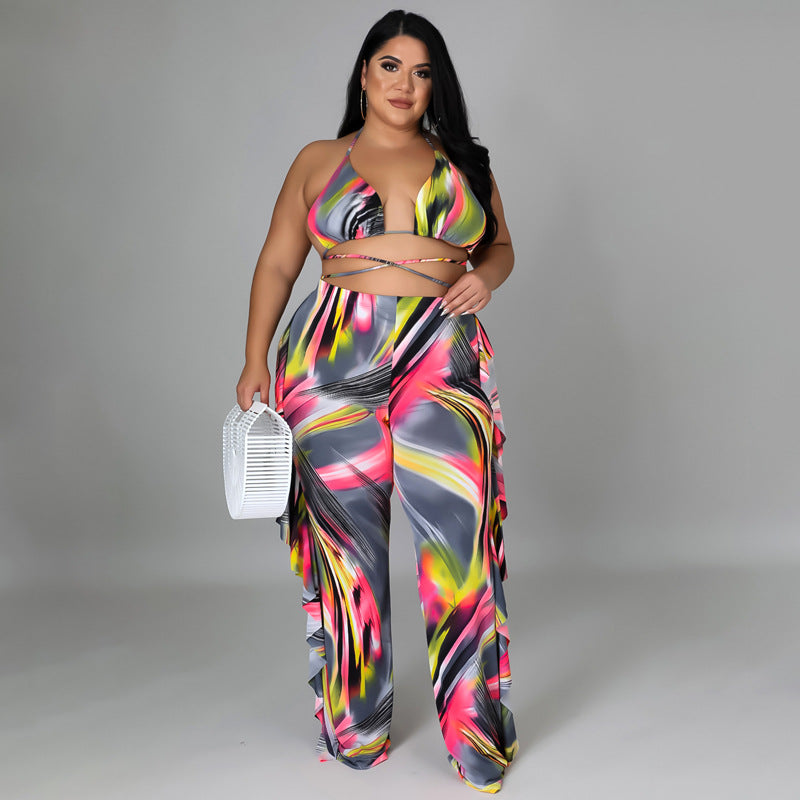 Taglie forti Abbigliamento donna Primavera Costume da bagno sexy Pantaloni Abito a tre pezzi