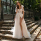 Maryangel Rebel women's wedding dress featuring a sexy sling backless design with see-through fabric and a thigh-high split.