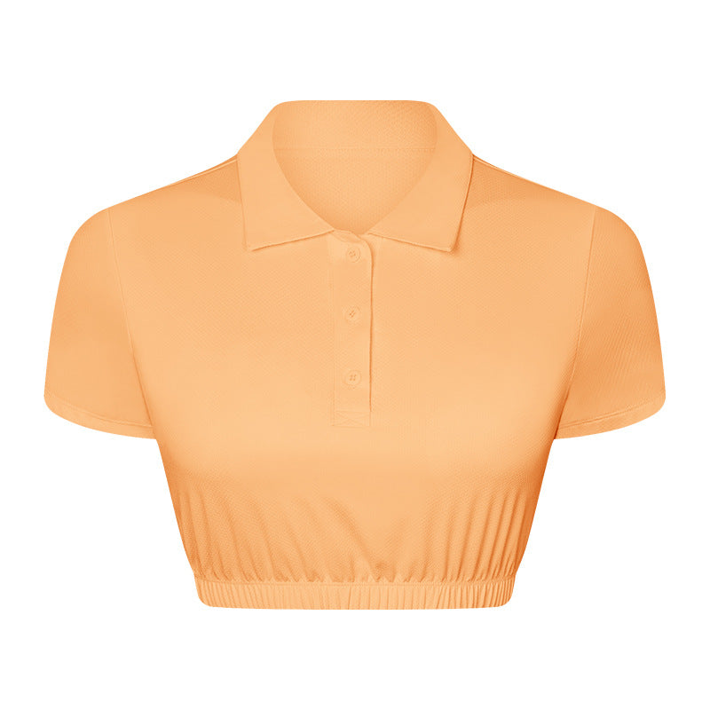 Water Cooled Cooling Wicking Sports Short Sleeve Women Shrink Hem with Chest Pad Quick Drying Breathable Polo Shirt