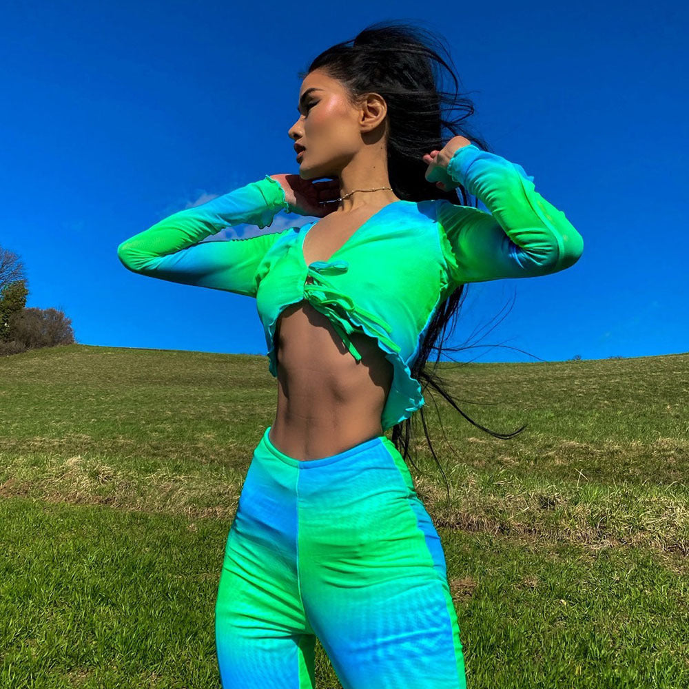 Maryangel Rebel women's cropped lace-up top featuring spring contrast colors and mesh design.