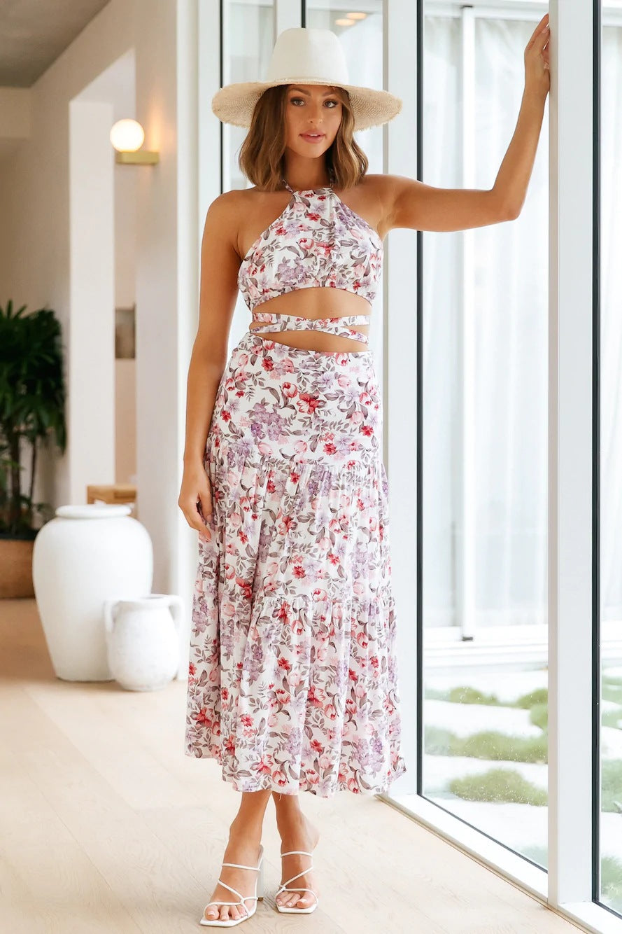 Maryangel Rebel women's two-piece set featuring a pleated design and lace-up back, perfect for spring and summer casual wear.