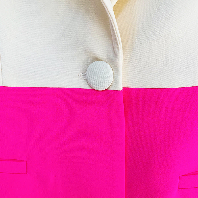 Business Suit One Button Color Matching Suit Bell-Bottom Pants Suit Two-Piece Suit