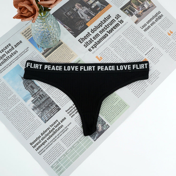 Sexy Temptation T Back Low Waist Letter Graphic Shoulder Strap Sexy Cotton Crotch Women Underwear