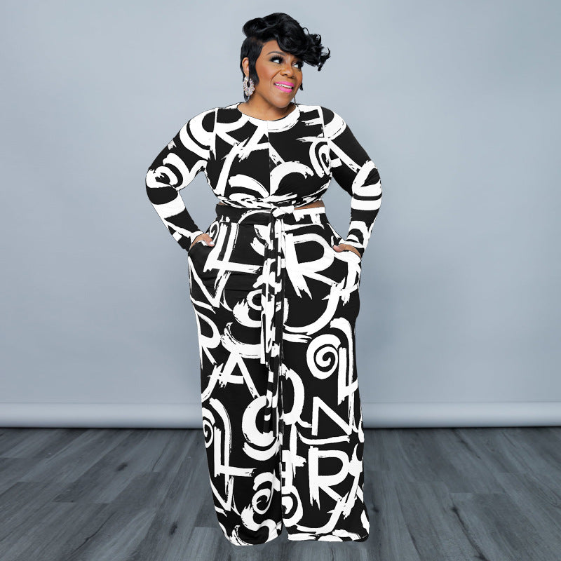 Plus size women's two-piece stretch knitted casual set by Maryangel Rebel in a relaxed fit and soft fabric.