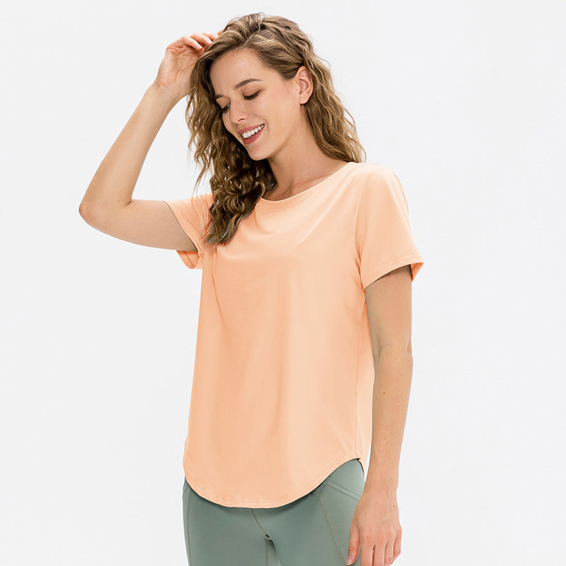 Femmes Yoga Sports manches courtes course ample léger respirant t-shirt Stretch vêtements d'entraînement séchage rapide haut