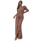 Maryangel Rebel off-shoulder long sleeve sequined dress with a split, ideal for formal party events.