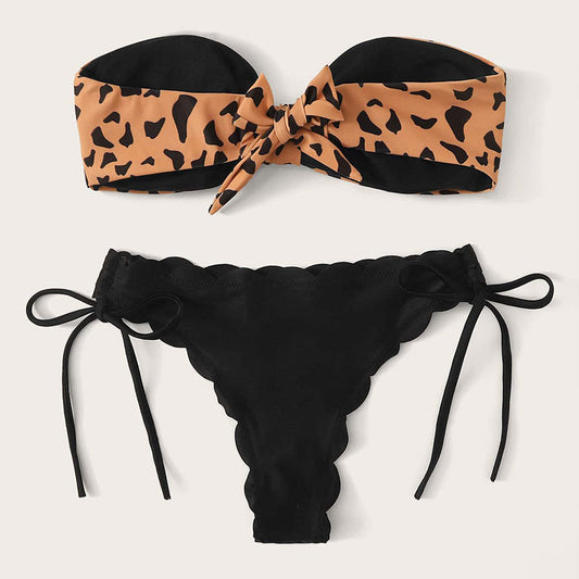 Leopard Print Split Swimsuit Women Lace Lace Sexy Bikini