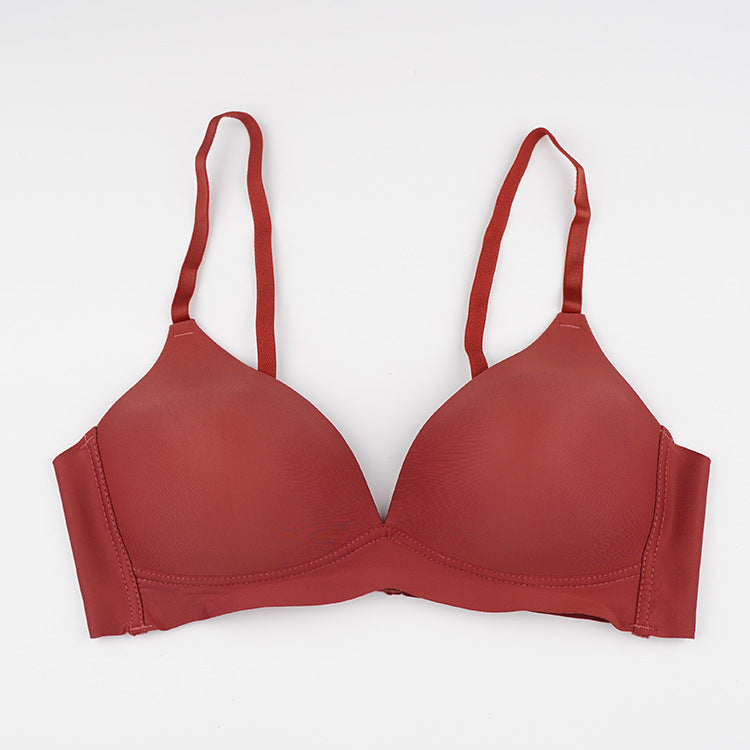 Sous-vêtement brillant sans anneau en acier gros seins petites femmes respirant mince Nylon Push up soutien-gorge réglable Anti affaissement