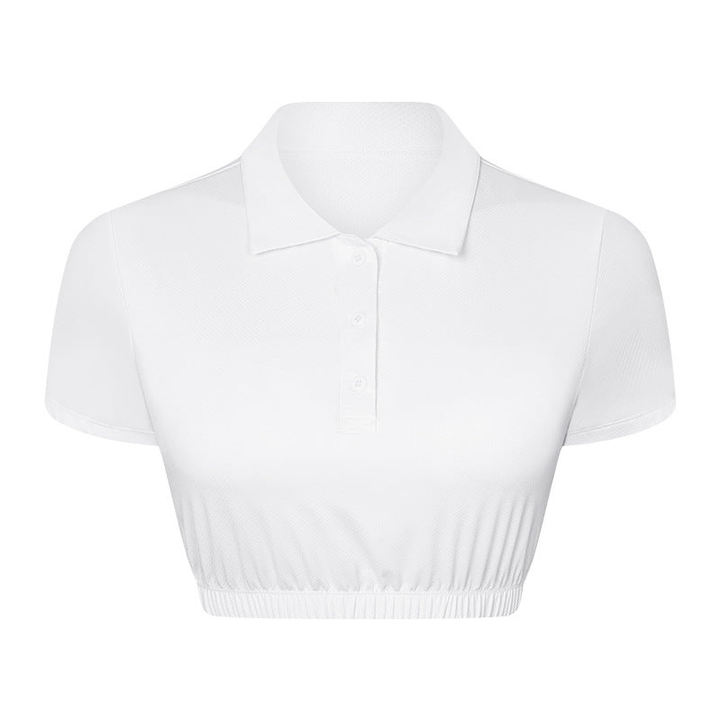 Water Cooled Cooling Wicking Sports Short Sleeve Women Shrink Hem with Chest Pad Quick Drying Breathable Polo Shirt