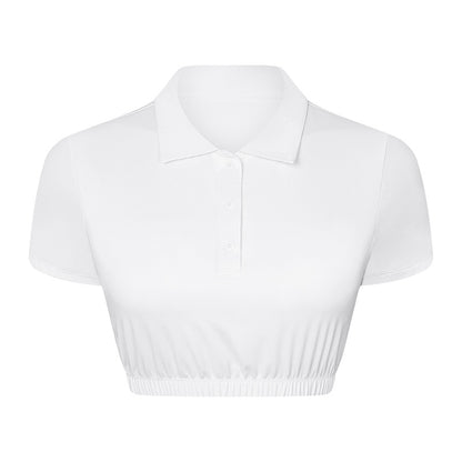 Water Cooled Cooling Wicking Sports Short Sleeve Women Shrink Hem with Chest Pad Quick Drying Breathable Polo Shirt