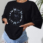 Casual Black T Shirt Simple Round Neck Short Sleeve Women Top Loose Butterfly Print