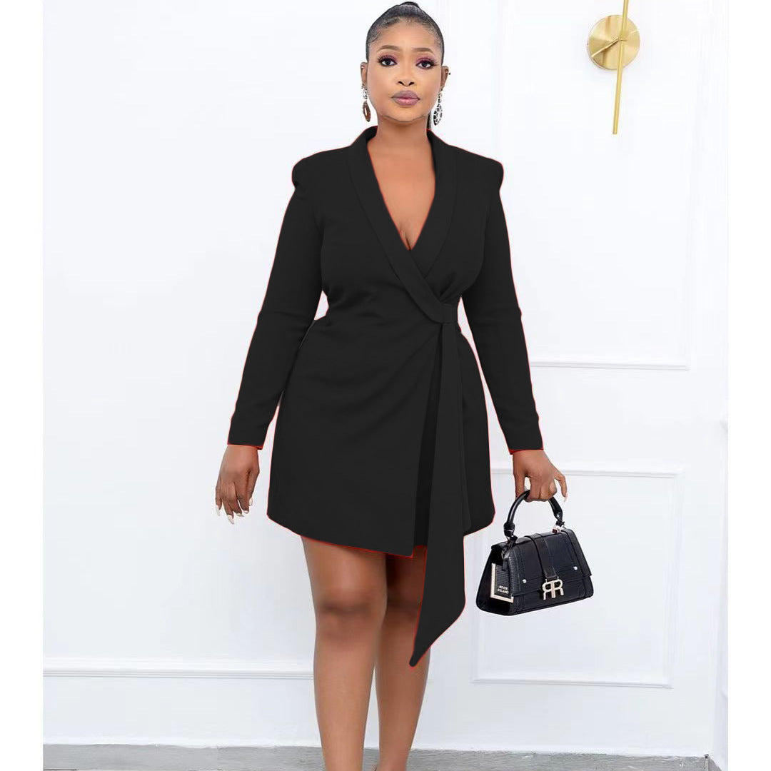 Plus size Maryangel Rebel office slim fit lace-up skirt dress in a stylish and elegant design, featuring intricate lace details.