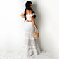 Maryangel Rebel women's solid color two-piece lace maxi dress, featuring a wrapped chest and fishtail design.