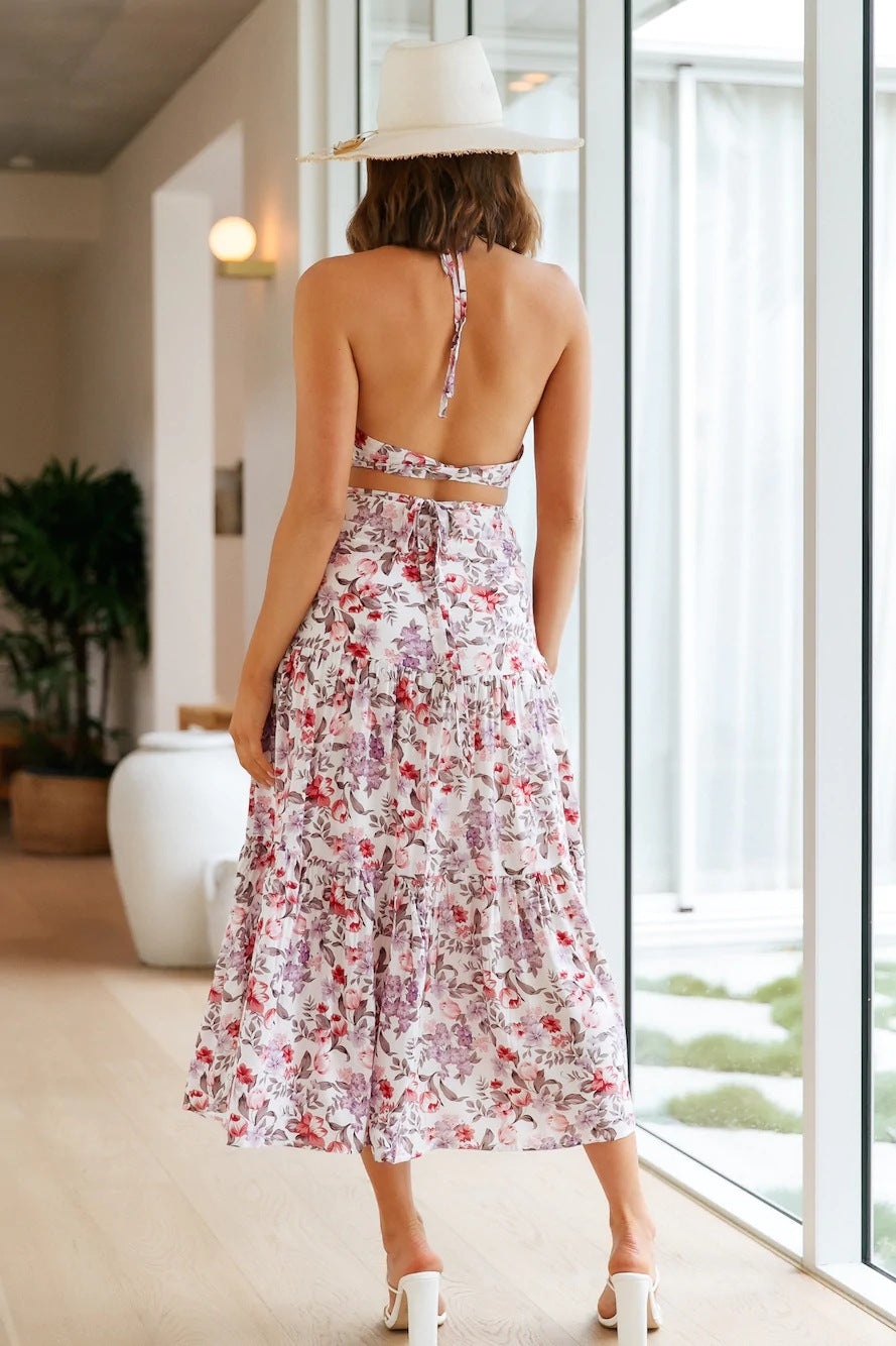 Maryangel Rebel spring summer two-piece set featuring pleated design and lace-up back, perfect for casual wear.