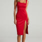 Sleeveless U-neck solid color dress by Maryangel Rebel, featuring a high waist and slim fit design.