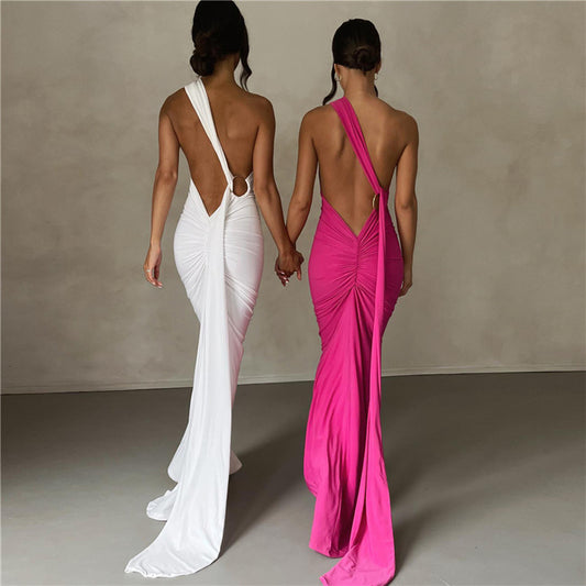 Women  Clothing Sexy Backless Halter Sheath Slim Fit Evening Dress Dress for Women