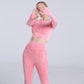 Pleated Long Sleeve Exercise Yoga Clothes Suit Stone Washed Peach Hip-like Denim Sports Suit for Women
