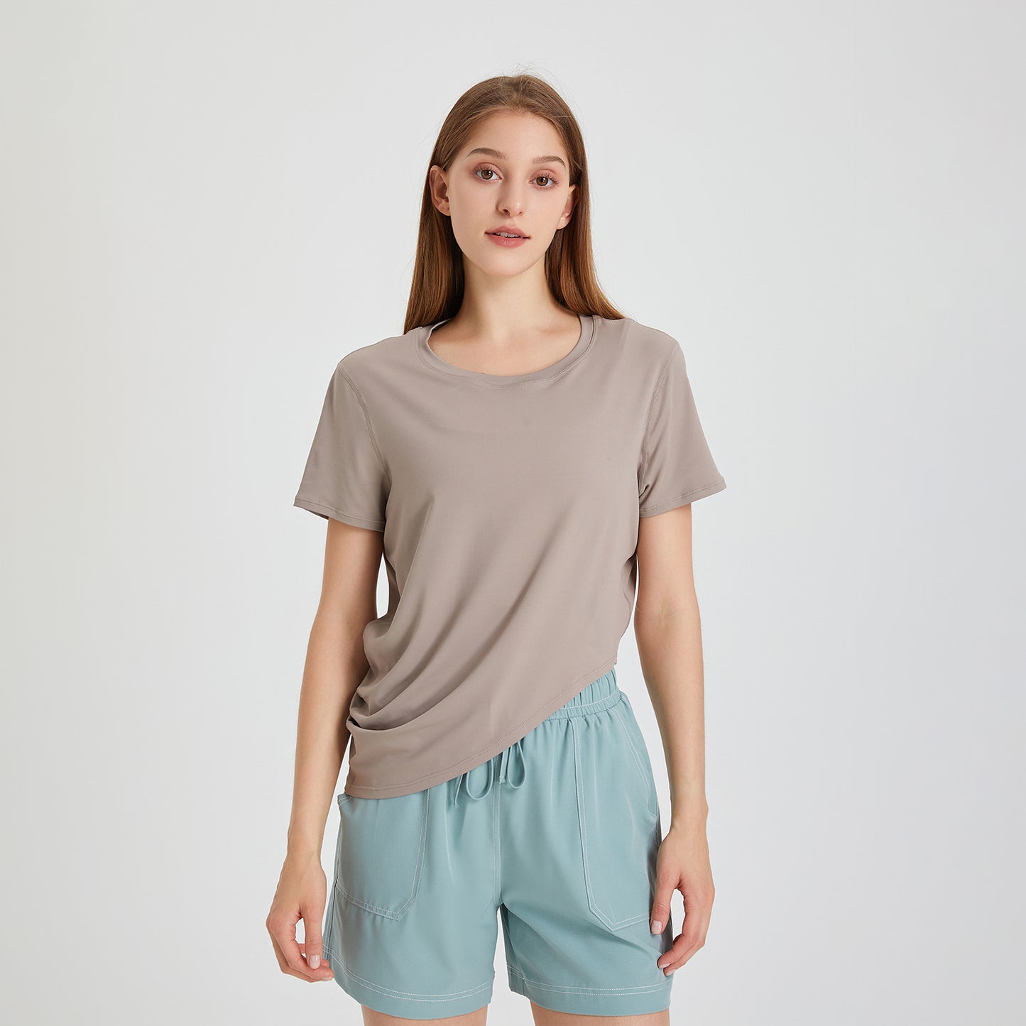 Yoga Vêtements Top Femmes Été Mince Col Rond Peau Respectueux De La Peau Respirant Vêtements D'entraînement À Manches Courtes Course À Séchage Rapide Exercice T-shirt
