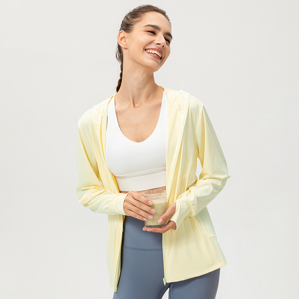 Glace Soie Protection Solaire Vêtements Femmes D'été À Capuche À Manches Longues Sports De Plein Air Vélo Marche Protection Solaire Chemise