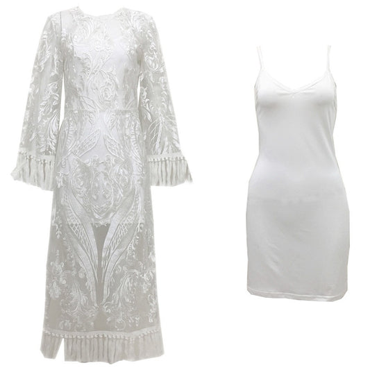 Maryangel Rebel women's beaded dress featuring lace embroidery for weddings and cocktail parties.