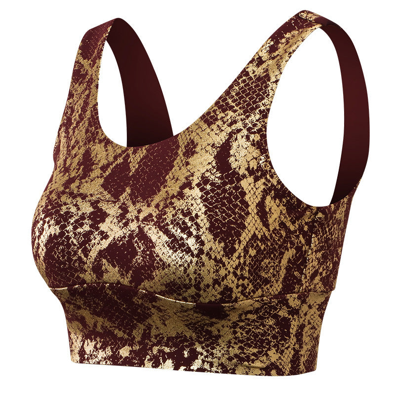 New Snake Print Yoga Vest Women High Elastic Tight Shockproof Sports Underwear Workout Bra Clothes