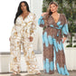 Anna V-Neck Printed Chiffon Vacation Jumpsuit with Belt