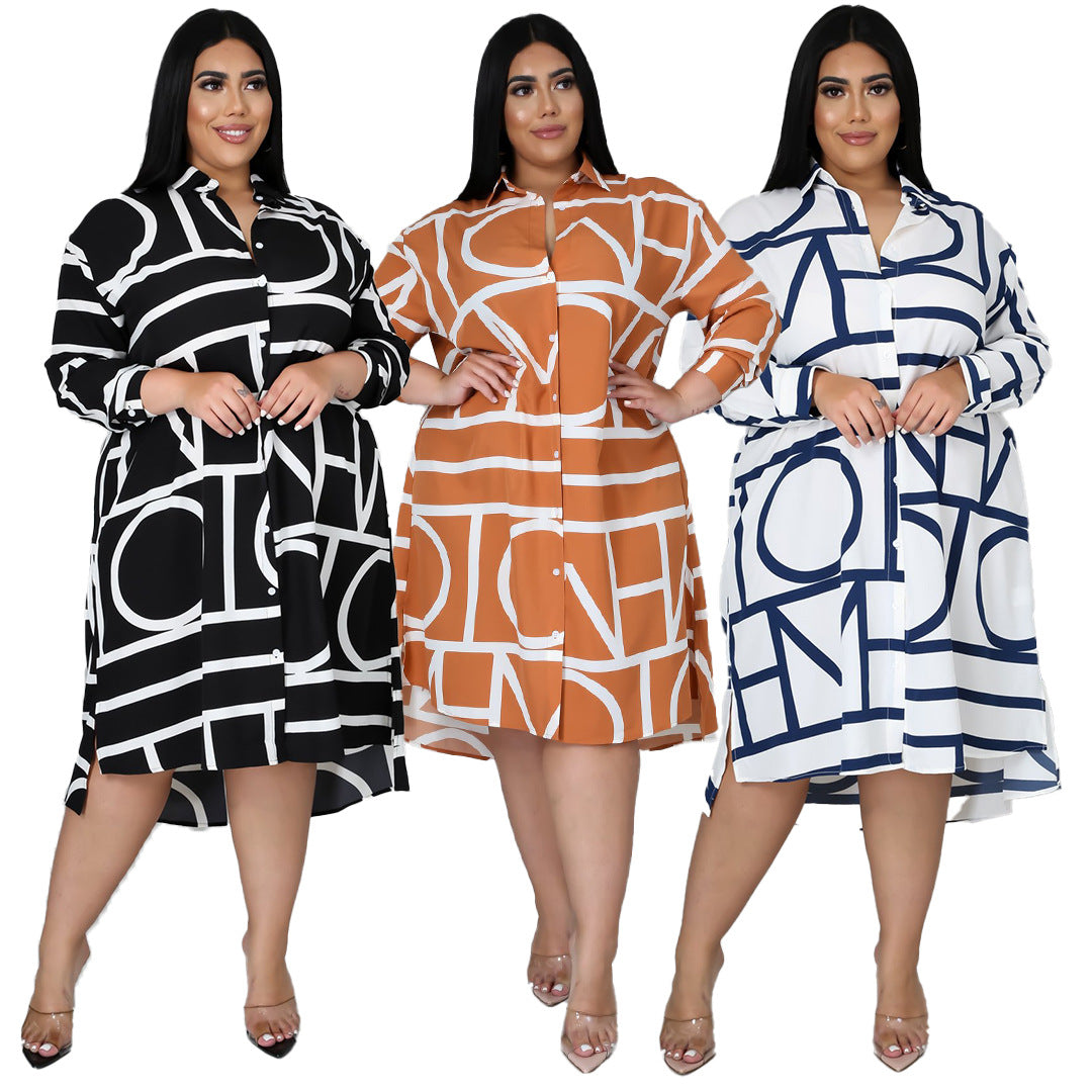 Plus size Maryangel Rebel dress featuring a printed design and pleated waist, suitable for women.