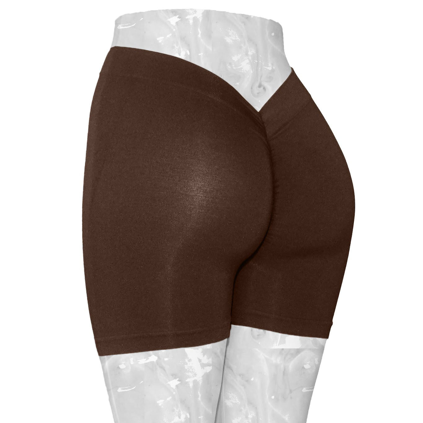 Taille arrière profonde V plongeant en forme de rides maigre hanche ascenseur Yoga Shorts pas de ligne d'embarras pêche hanche Fitness Shorts