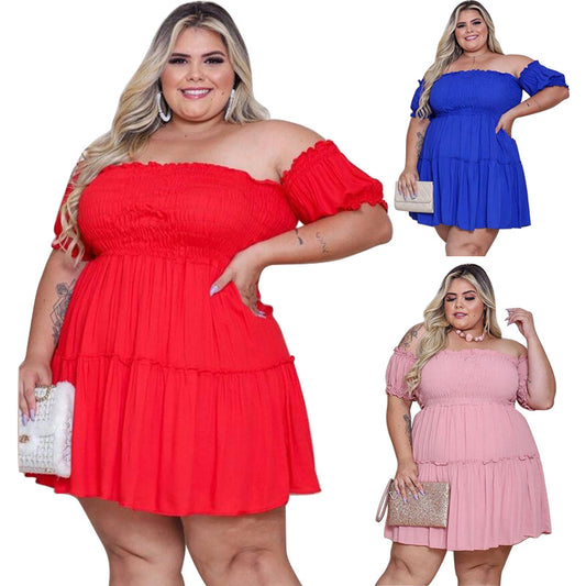 Plus size Maryangel Rebel women's irregular asymmetric dress with a slimming waist design in a stylish fabric.